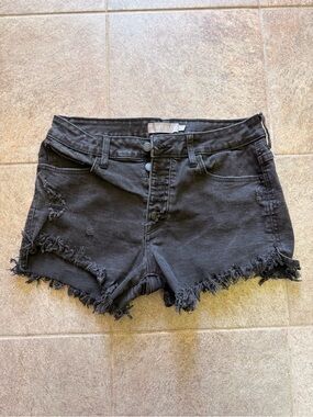 Just USA Black Frayed Distressed Denim Shorts